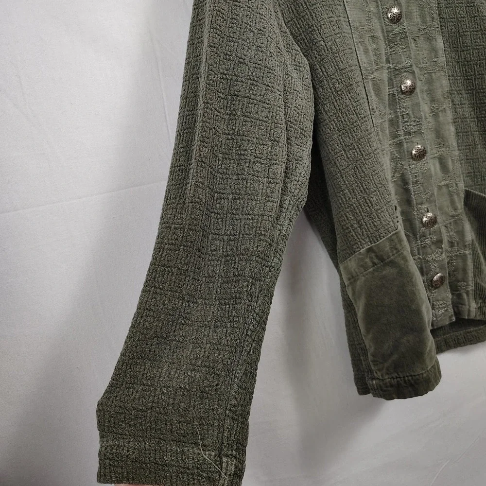 Mark & Mazie Green‎ Shacket Womens M Velvet Corduroy Lagenlook Woodland Fairy